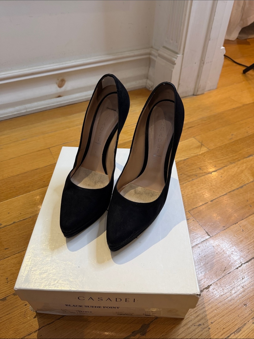 Casadei Black Suede Pointed Pumps